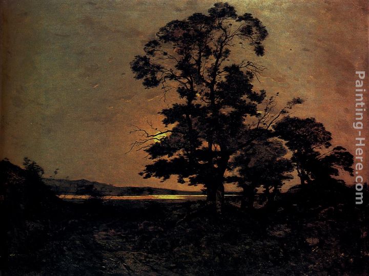 Moonlight On The Loire painting - Henri-Joseph Harpignies Moonlight On The Loire art painting